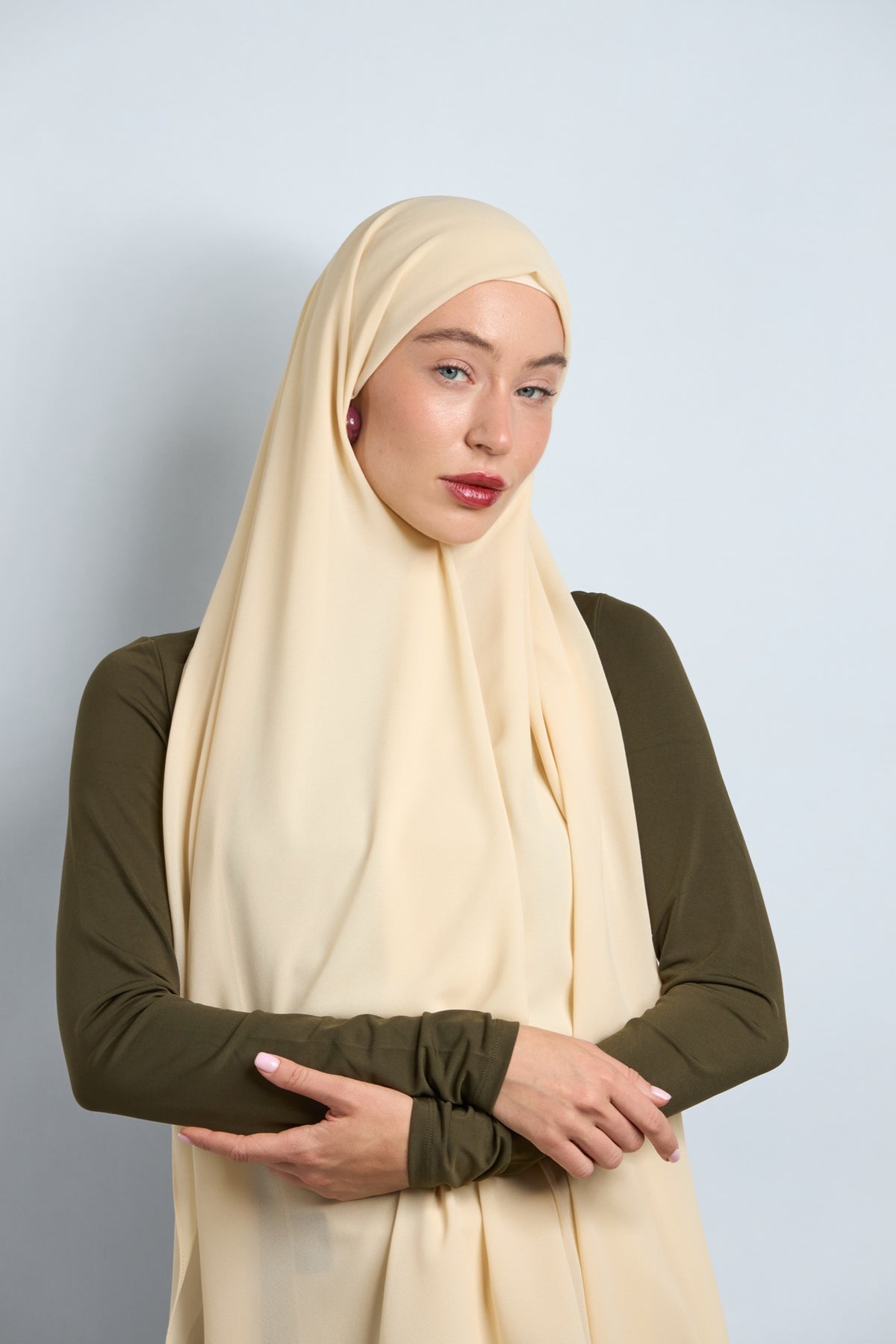 Premium Chiffon Hijab Bone Beige 