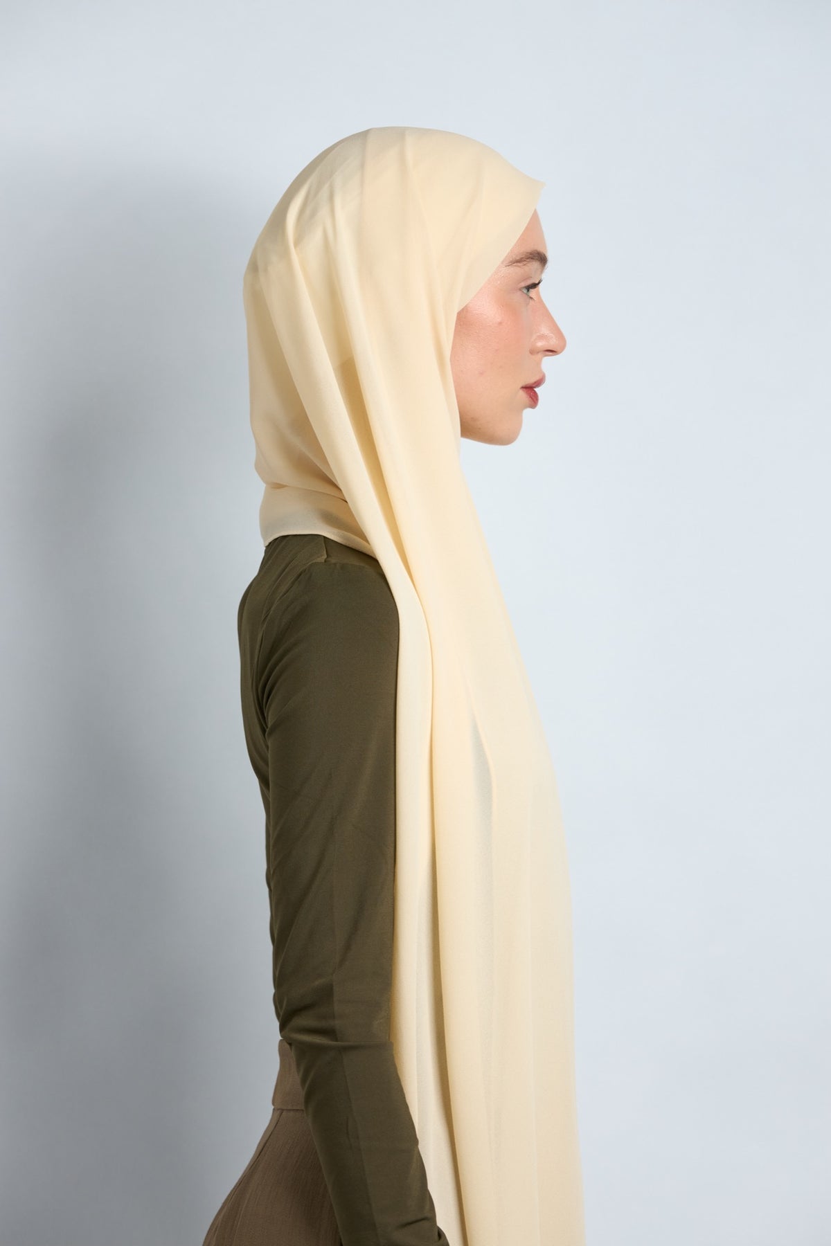 Premium Chiffon Hijab Bone Beige 