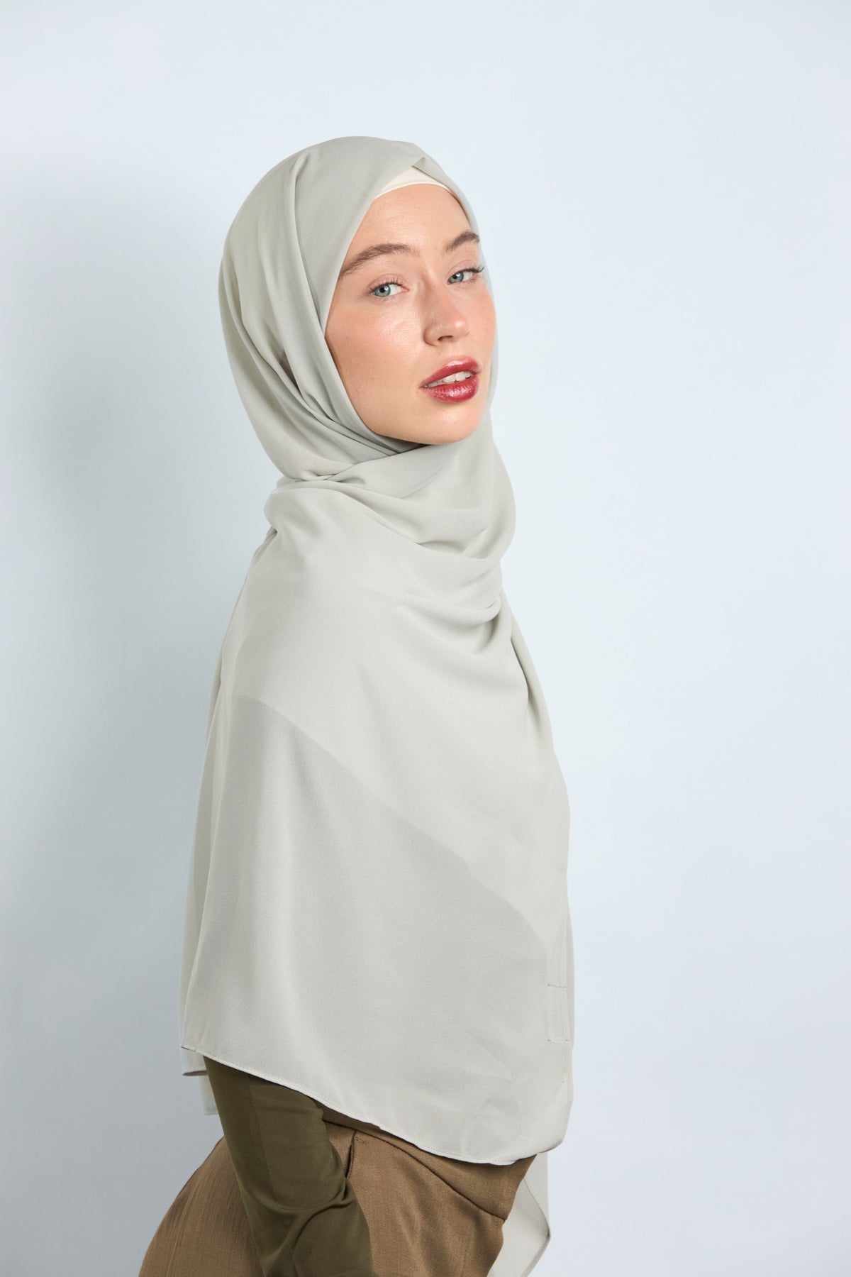 Premium Chiffon Hijab Greenish Gray 