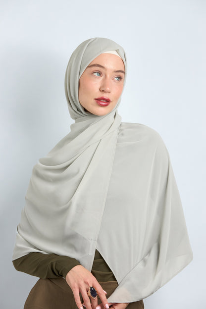 Premium Chiffon Hijab Greenish Gray 