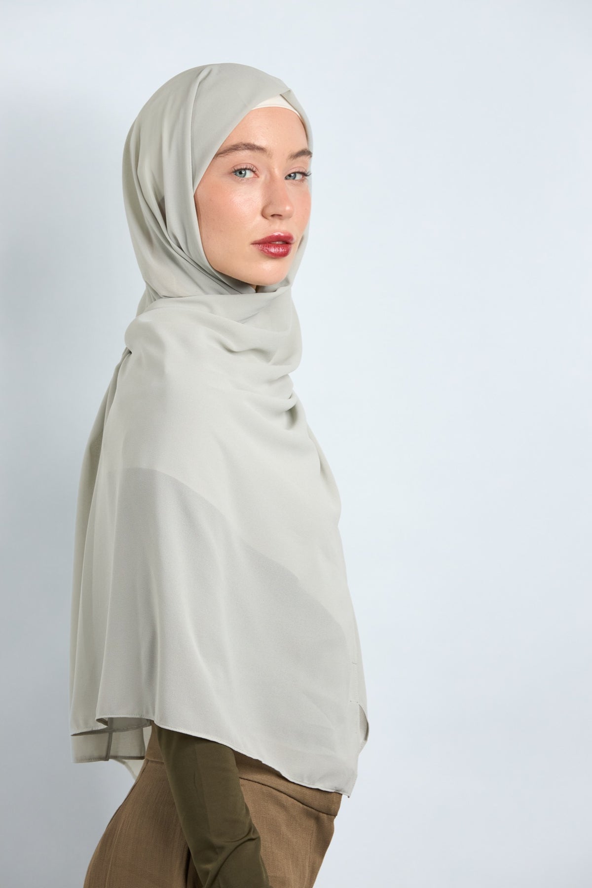 Premium Chiffon Hijab Greenish Gray 