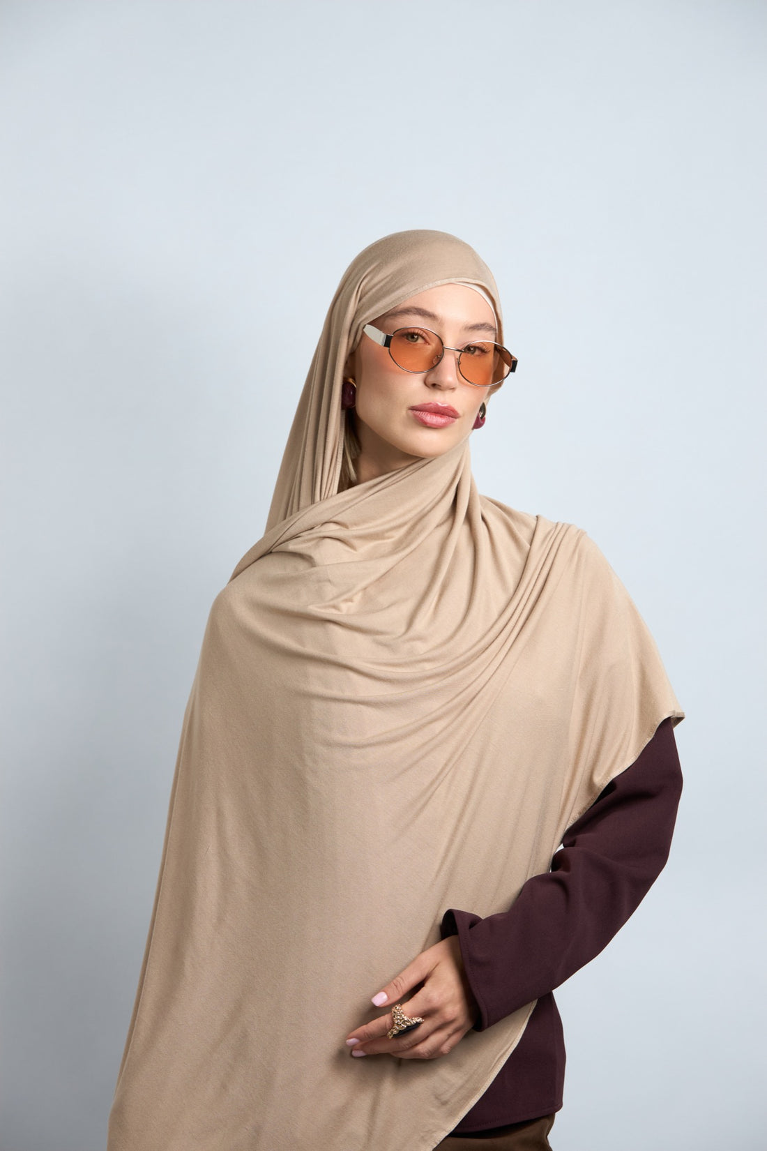 Premium Cotton Jersey Hijab Beige Dark Castle Gate 