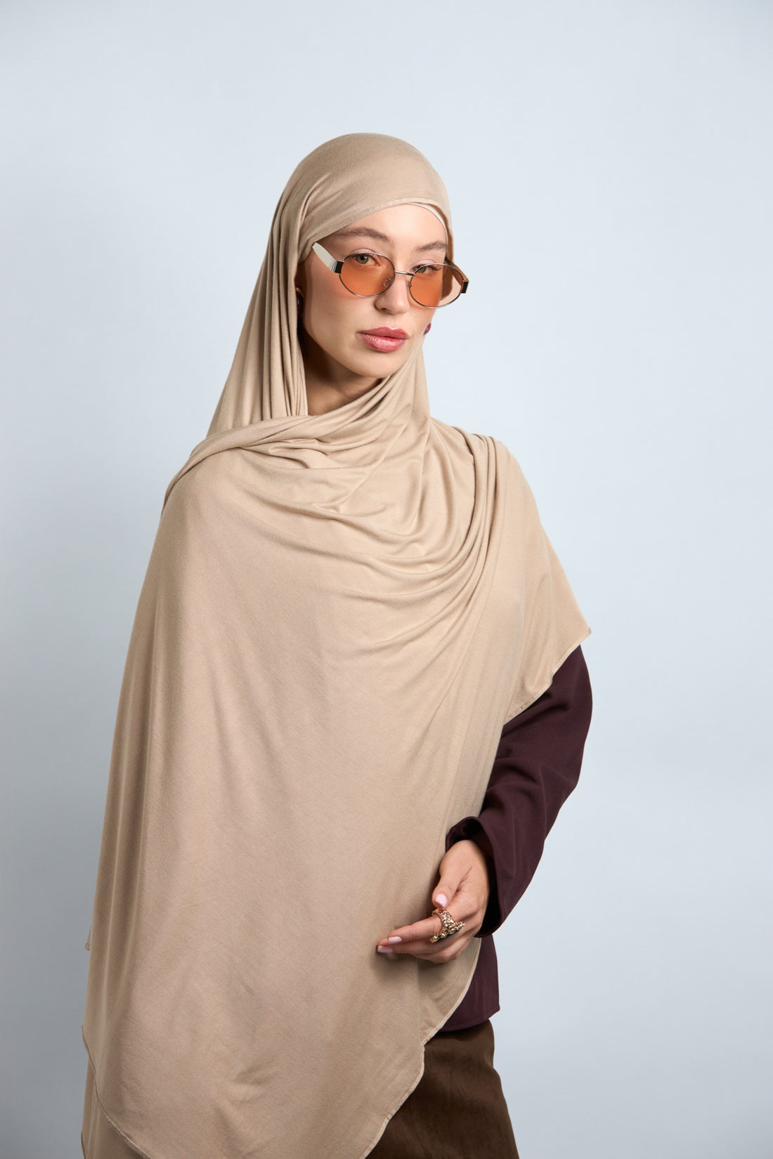 Premium Cotton Jersey Hijab Beige Dark Castle Gate 
