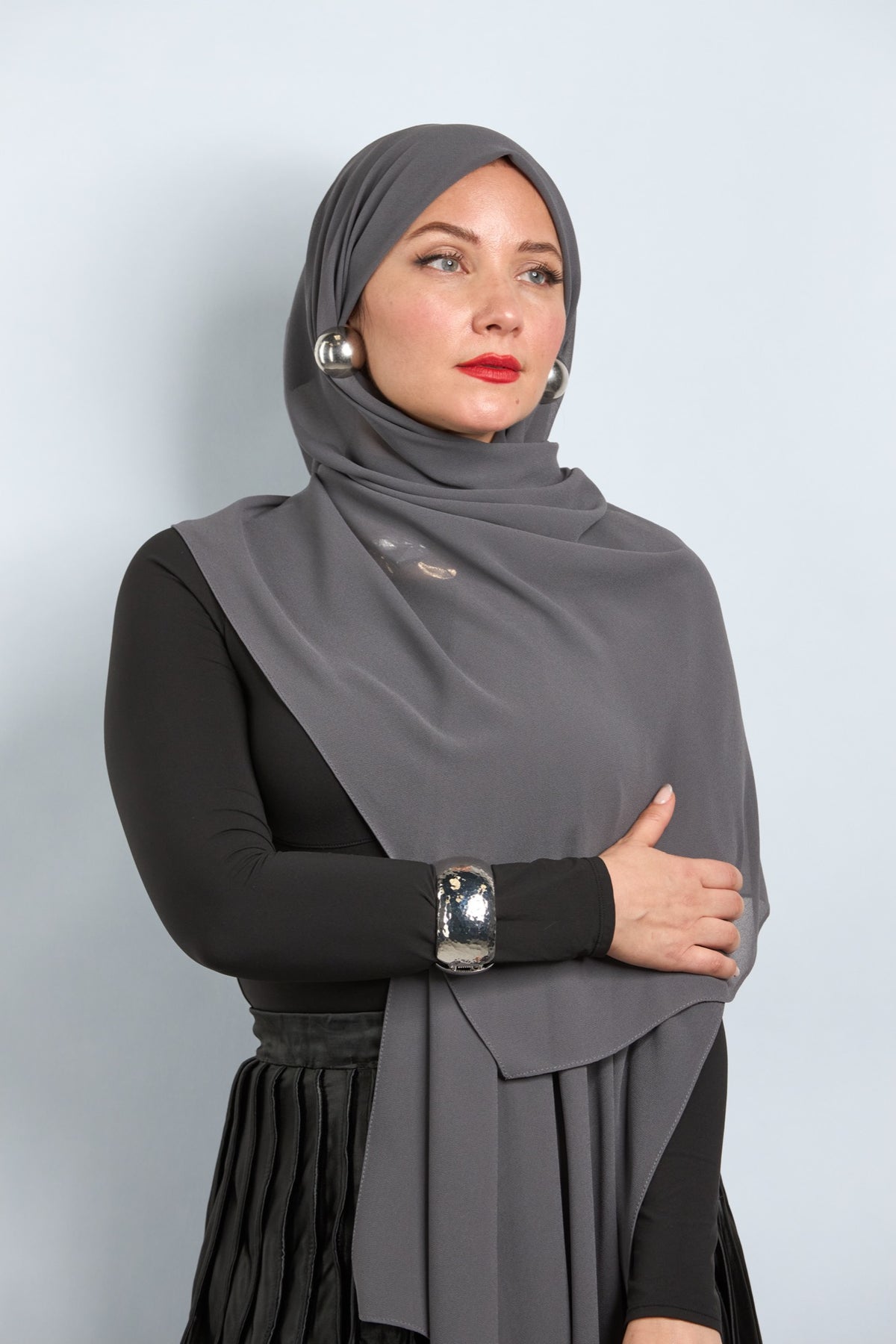 Premium Chiffon Hijab Thunder Gray 