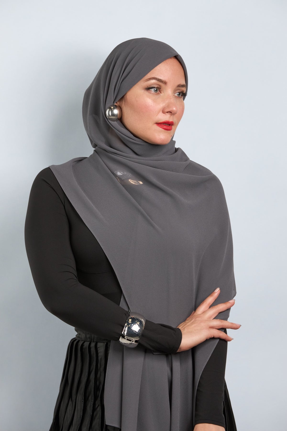 Premium Chiffon Hijab Thunder Gray 