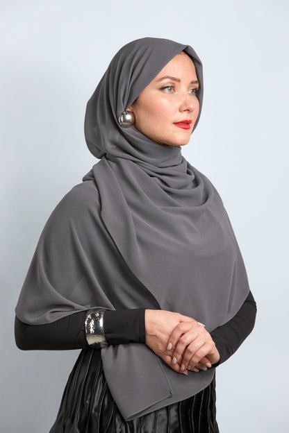 Premium Chiffon Hijab Thunder Gray 