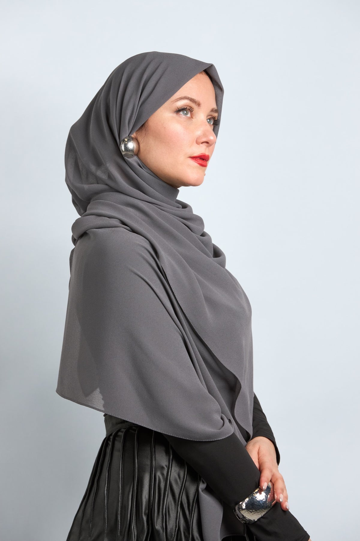 Premium Chiffon Hijab Thunder Gray 