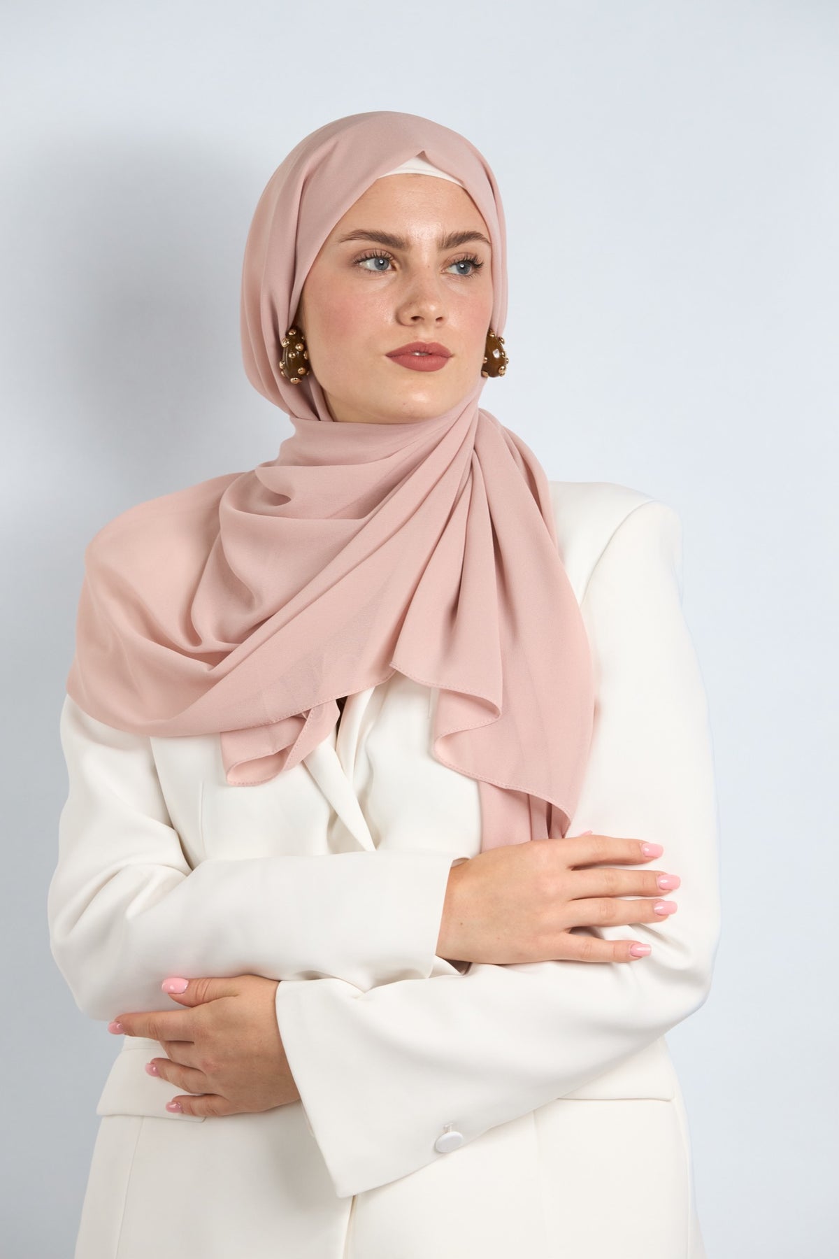 Premium Chiffon Hijab Light Peach 