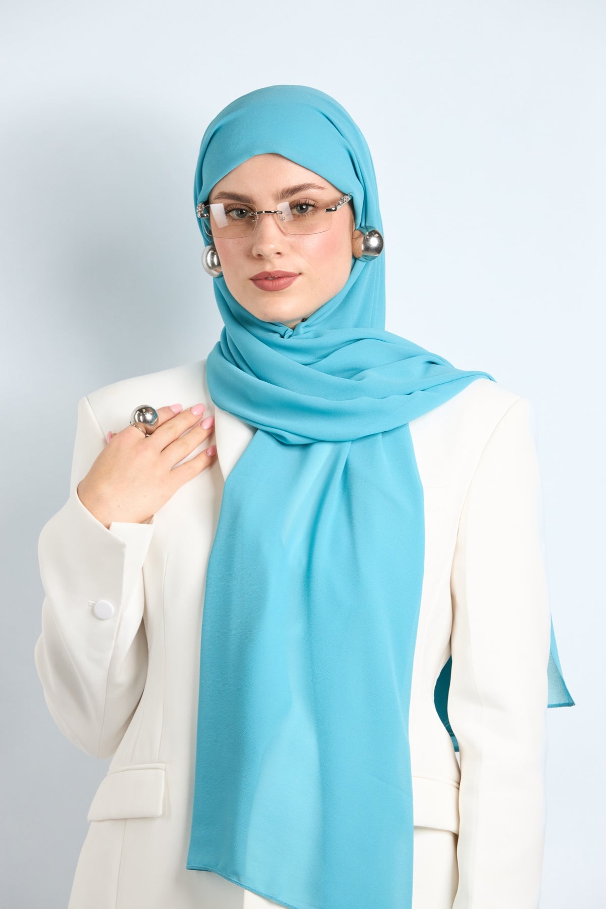 Premium Chiffon Hijab Powder Blue 