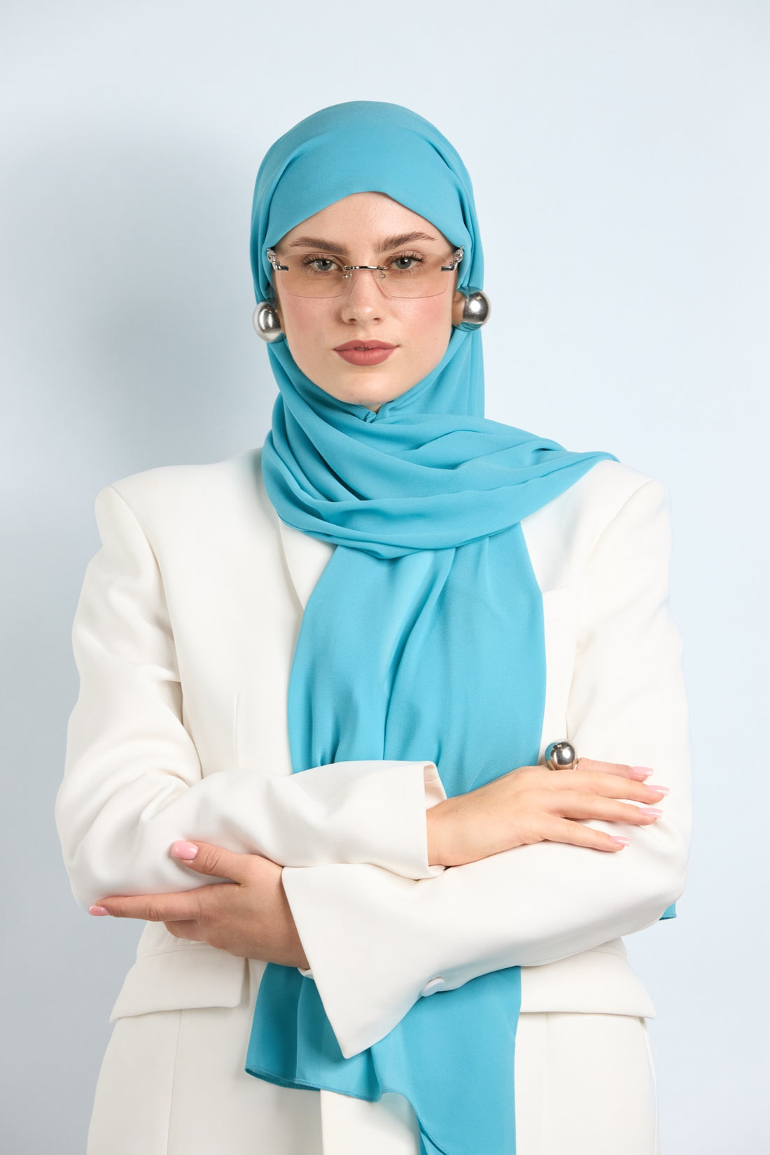 Premium Chiffon Hijab Powder Blue 
