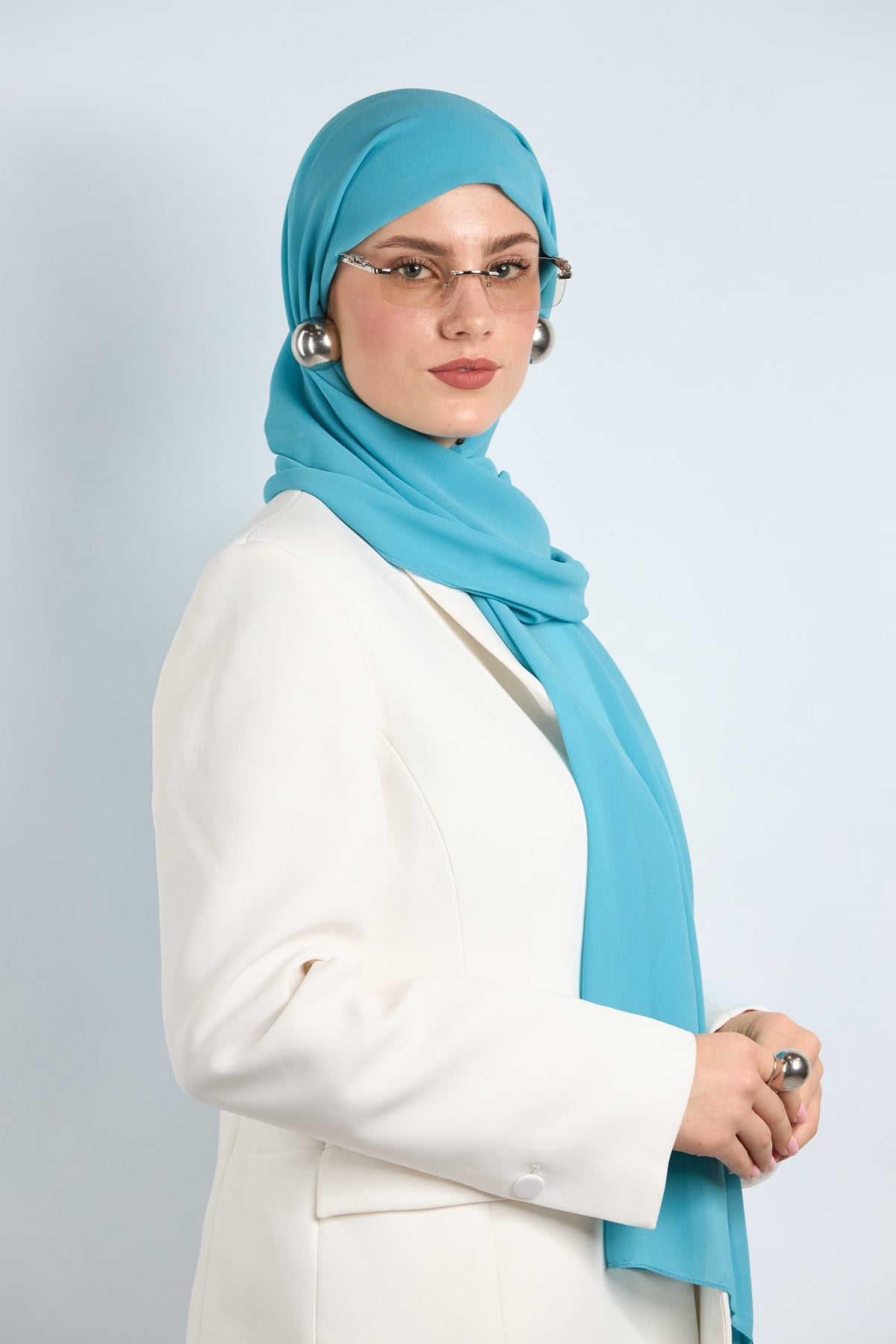 Premium Chiffon Hijab Powder Blue 
