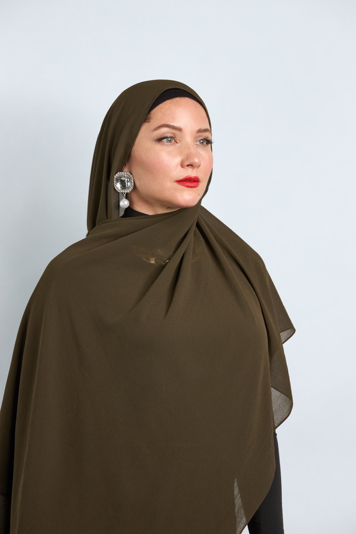 Premium Chiffon Hijab Dark Olive 