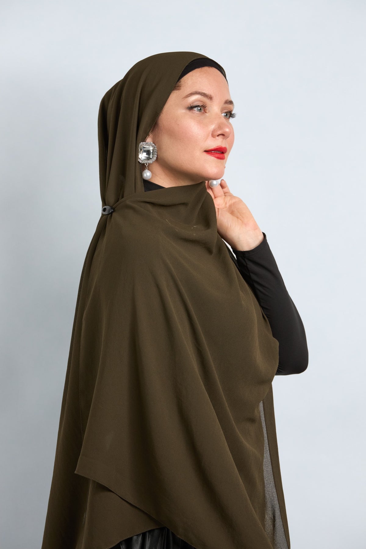 Premium Chiffon Hijab Dark Olive 