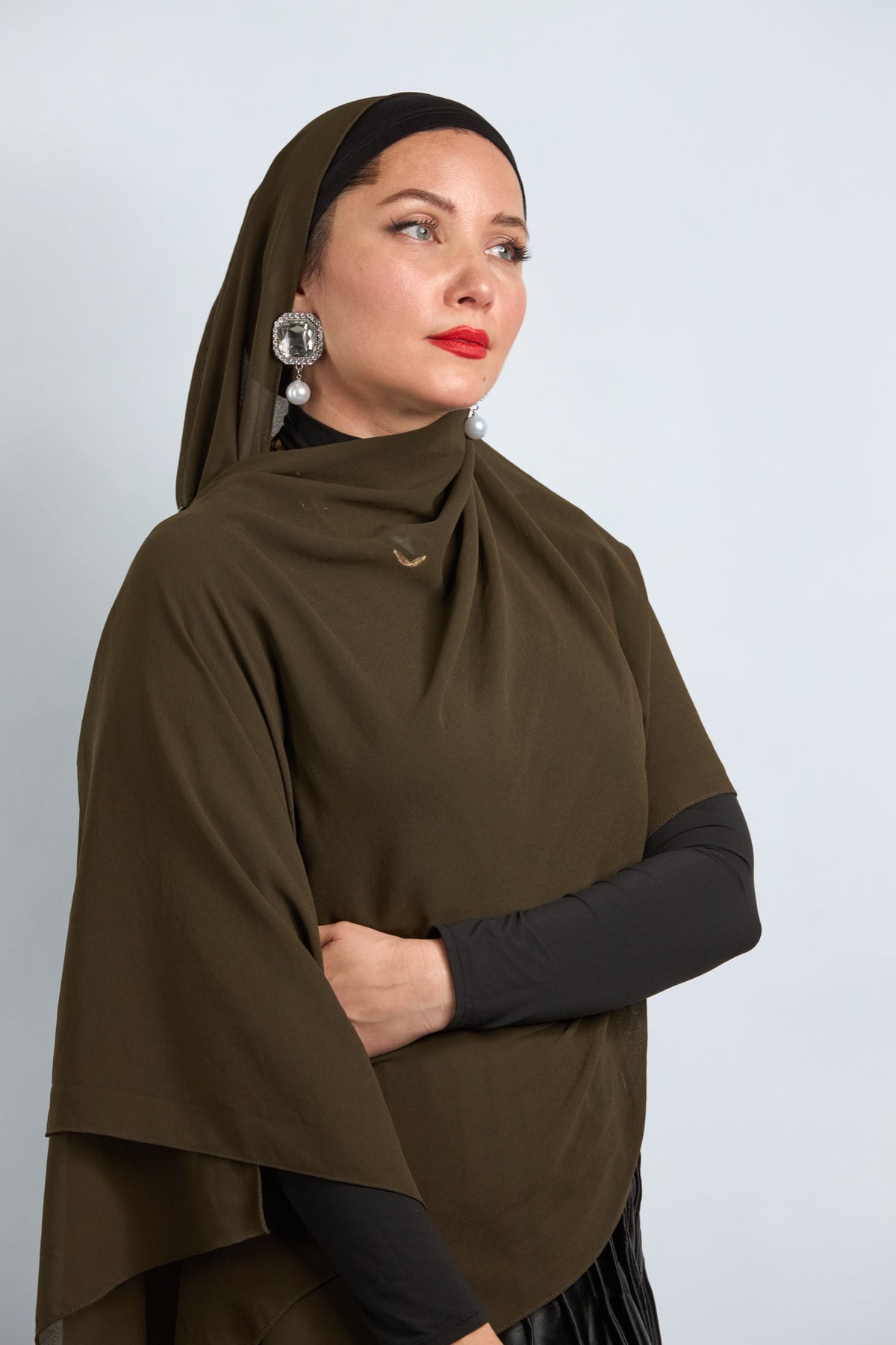 Premium Chiffon Hijab Dark Olive 