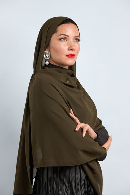 Premium Chiffon Hijab Dark Olive 