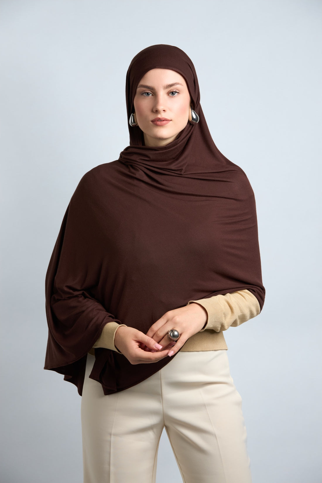 Premium Cotton Jersey Hijab Dark Brown 