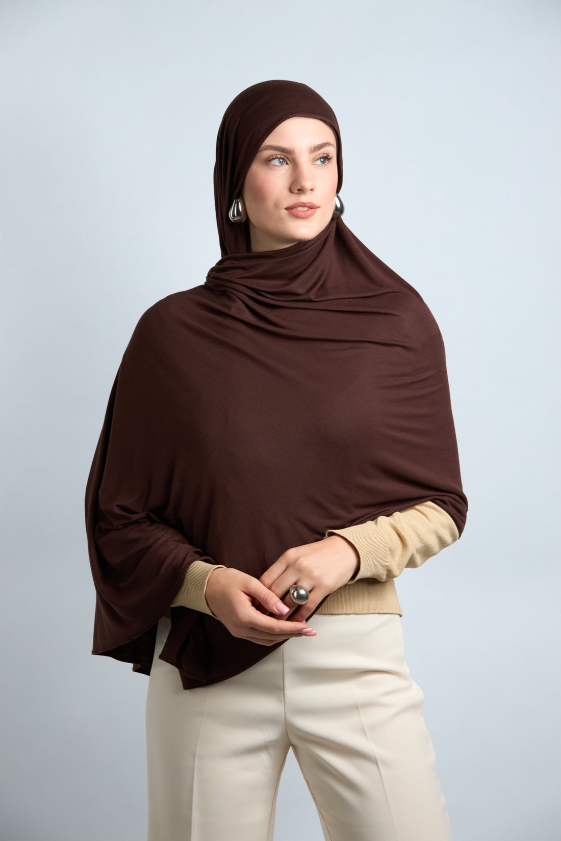 Premium Cotton Jersey Hijab Dark Brown 
