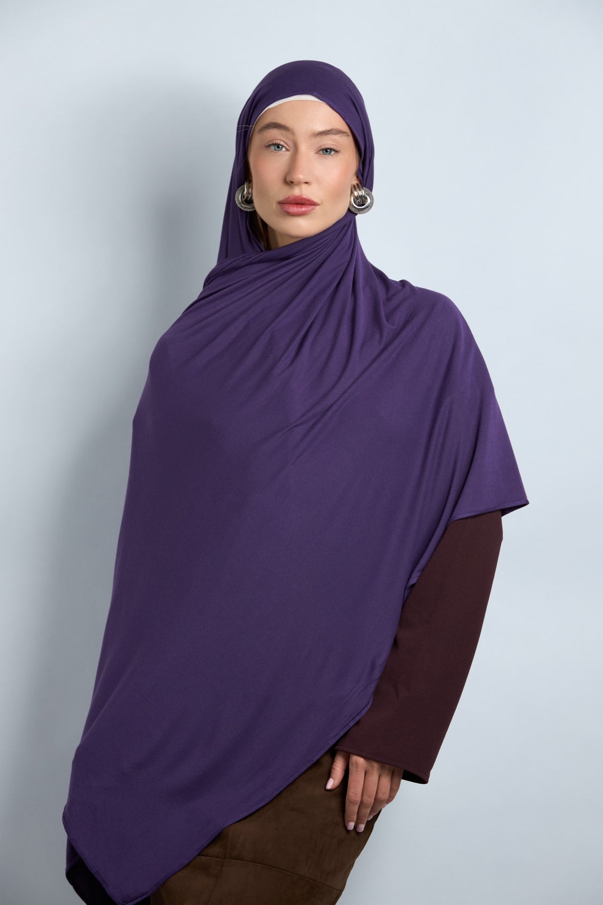 Premium Cotton Jersey Hijab Eggplant Purple 