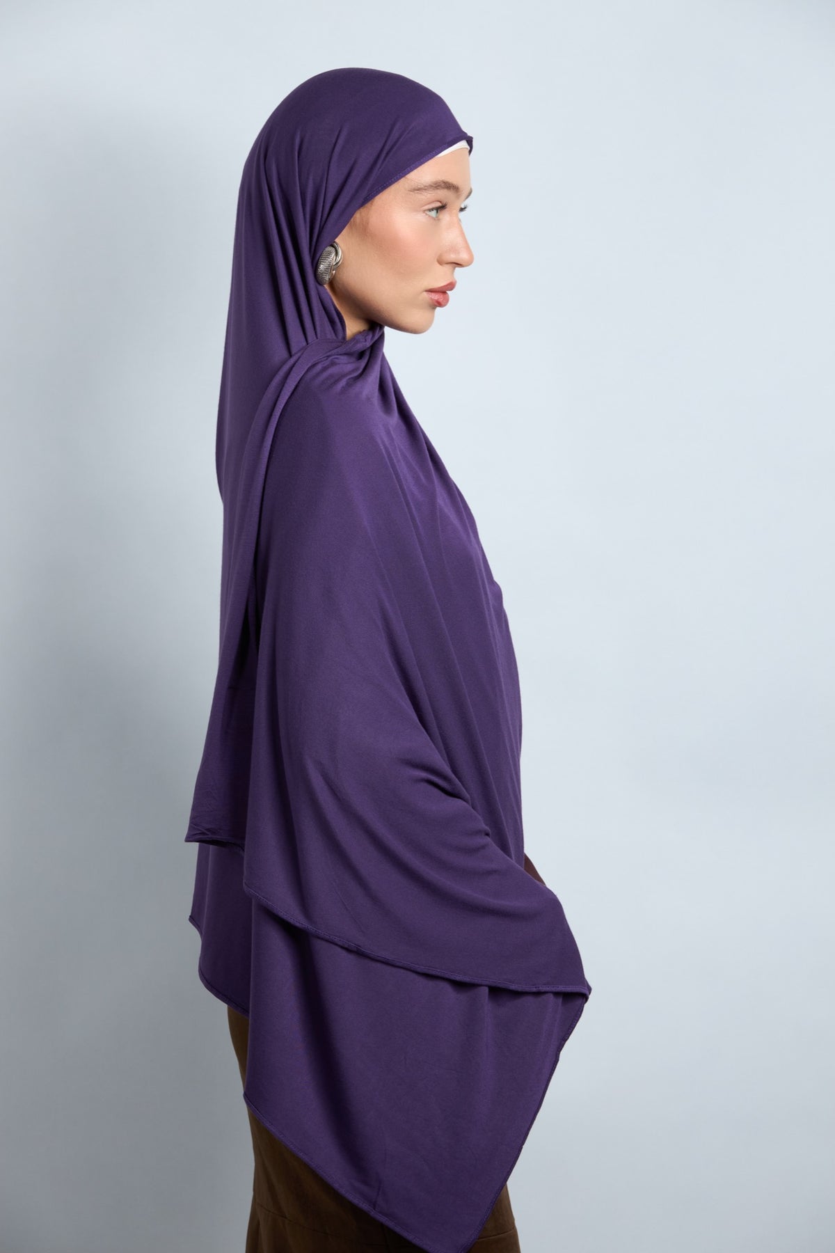 Premium Cotton Jersey Hijab Eggplant Purple 