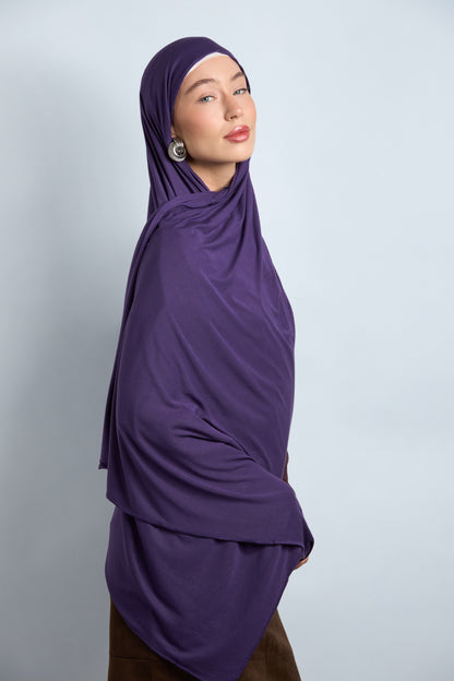 Premium Cotton Jersey Hijab Eggplant Purple 