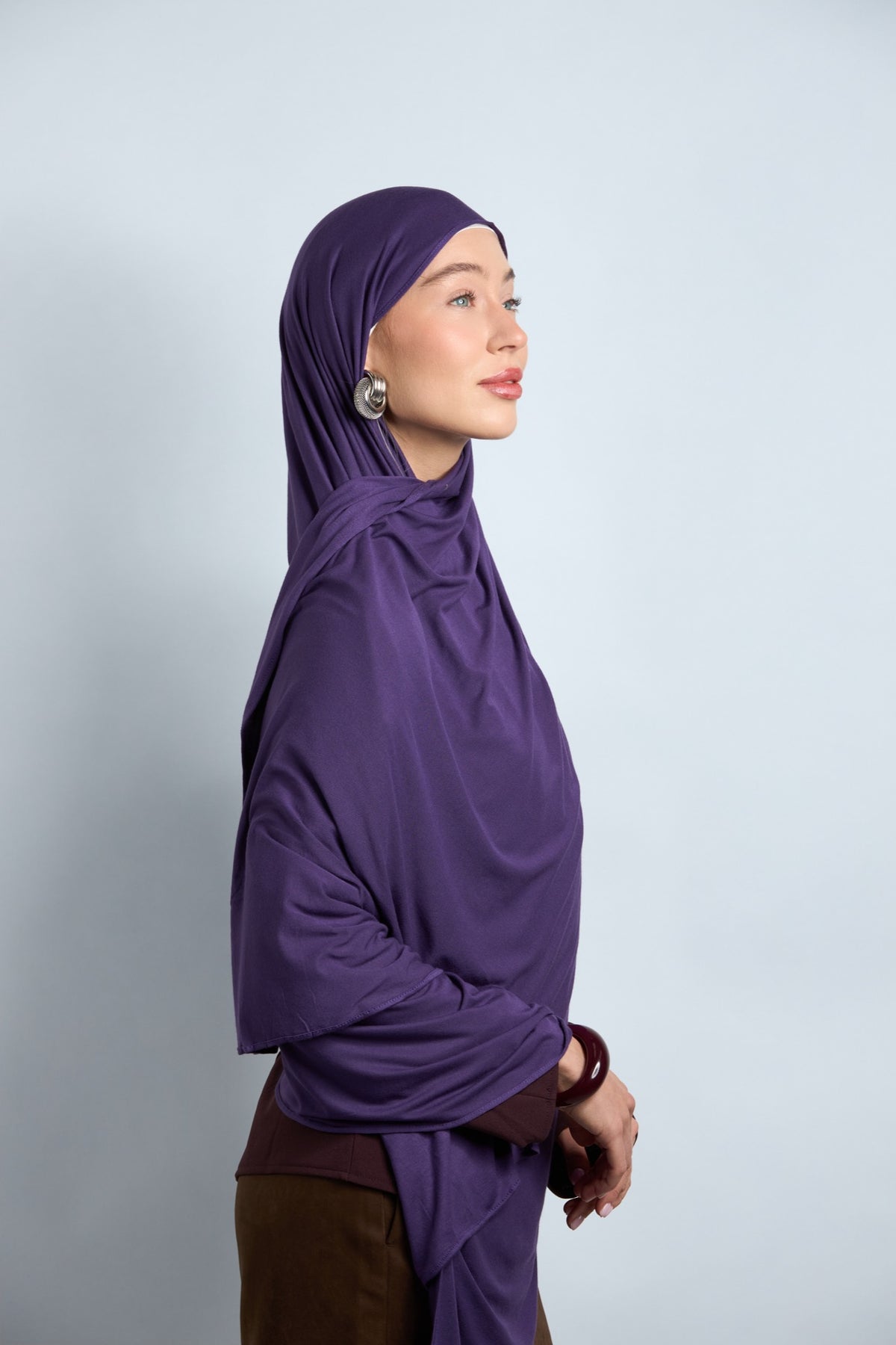 Premium Cotton Jersey Hijab Eggplant Purple 