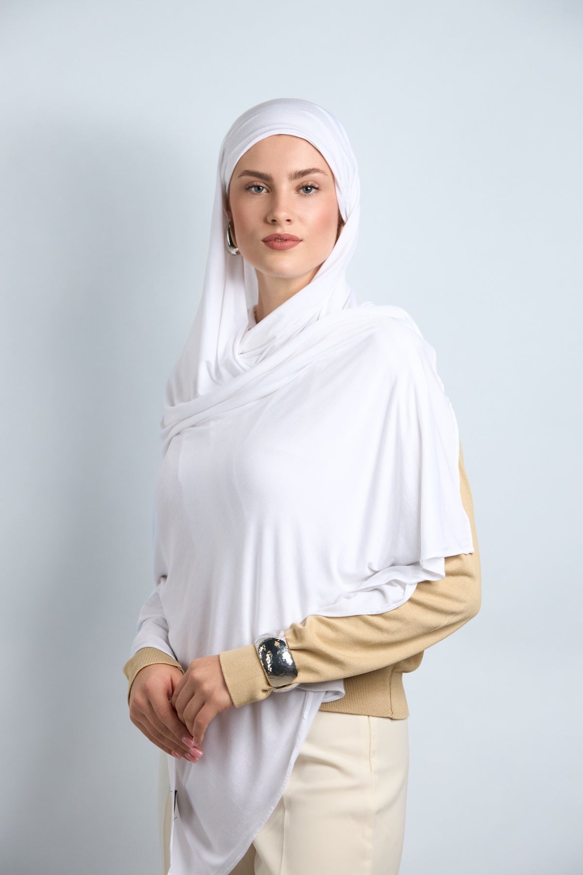 Premium Cotton Jersey Hijab Snow White 
