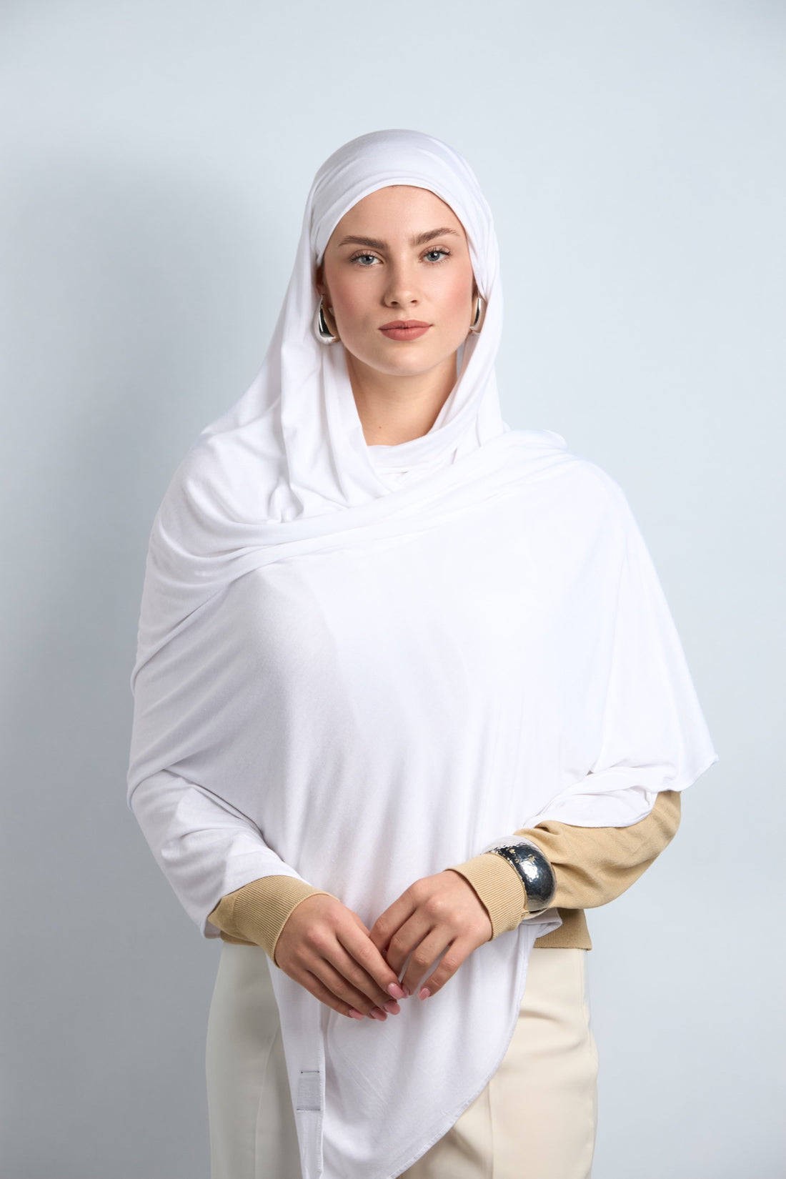 Premium Cotton Jersey Hijab Snow White 