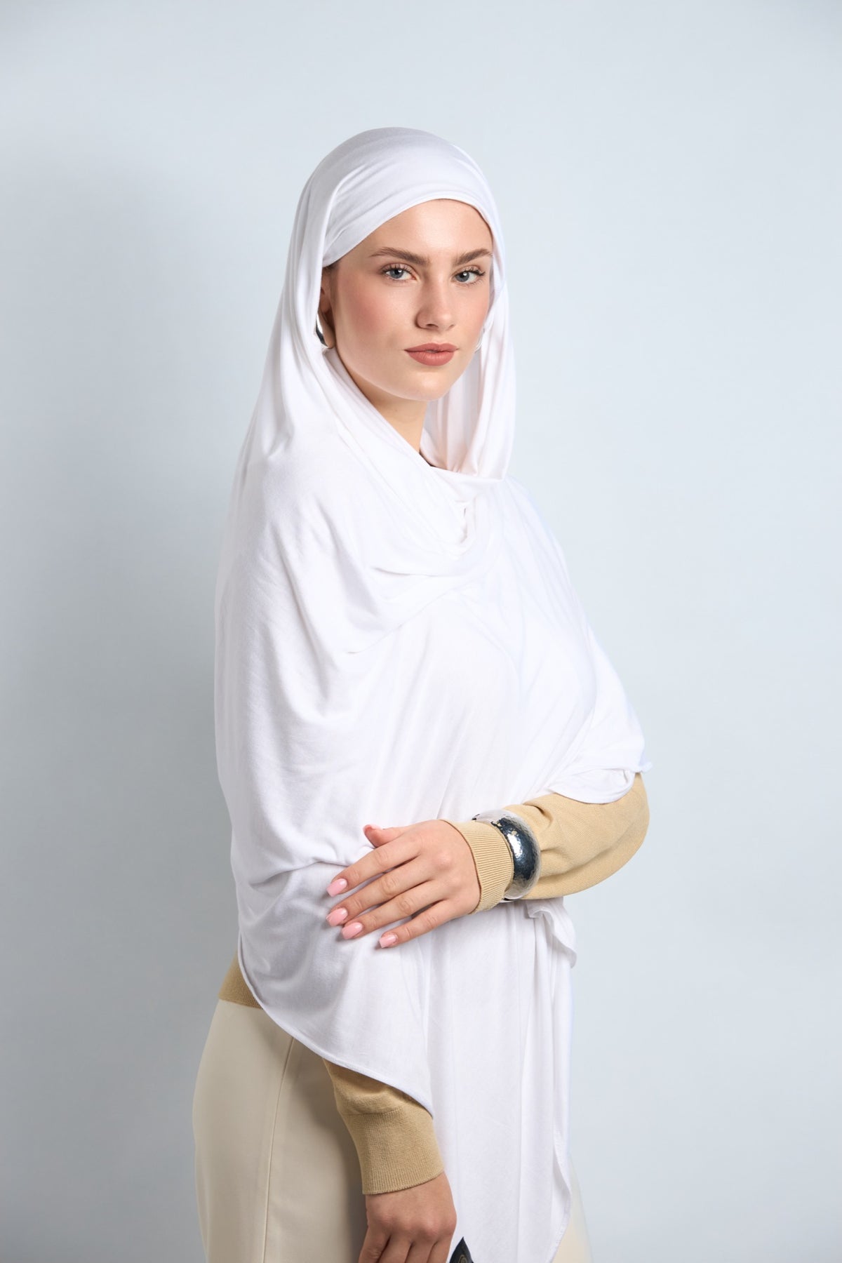 Premium Cotton Jersey Hijab Snow White 