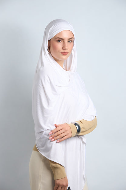 Premium Cotton Jersey Hijab Snow White 
