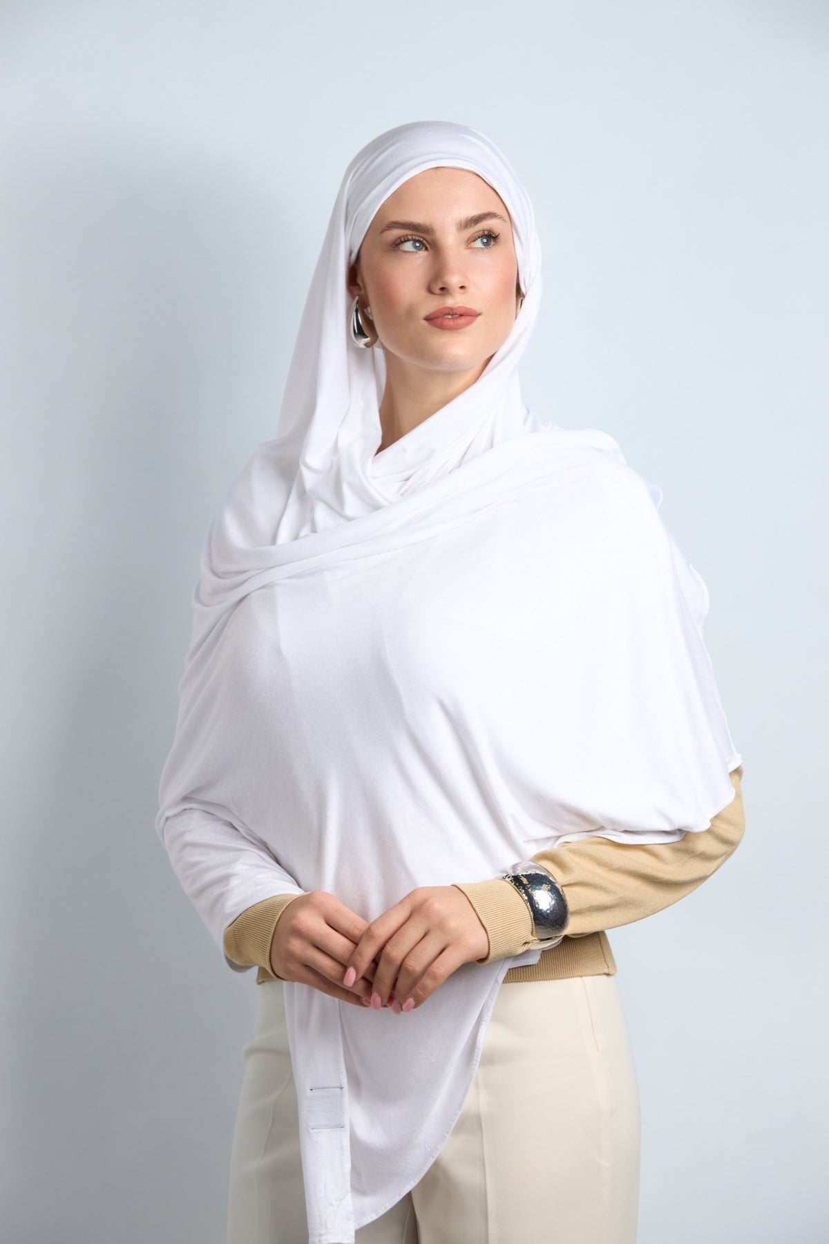 Premium Cotton Jersey Hijab Snow White 
