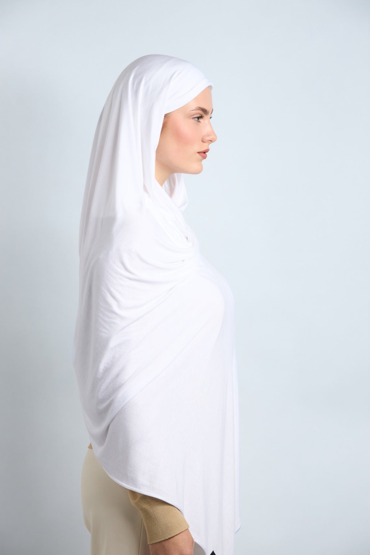 Premium Cotton Jersey Hijab Snow White 