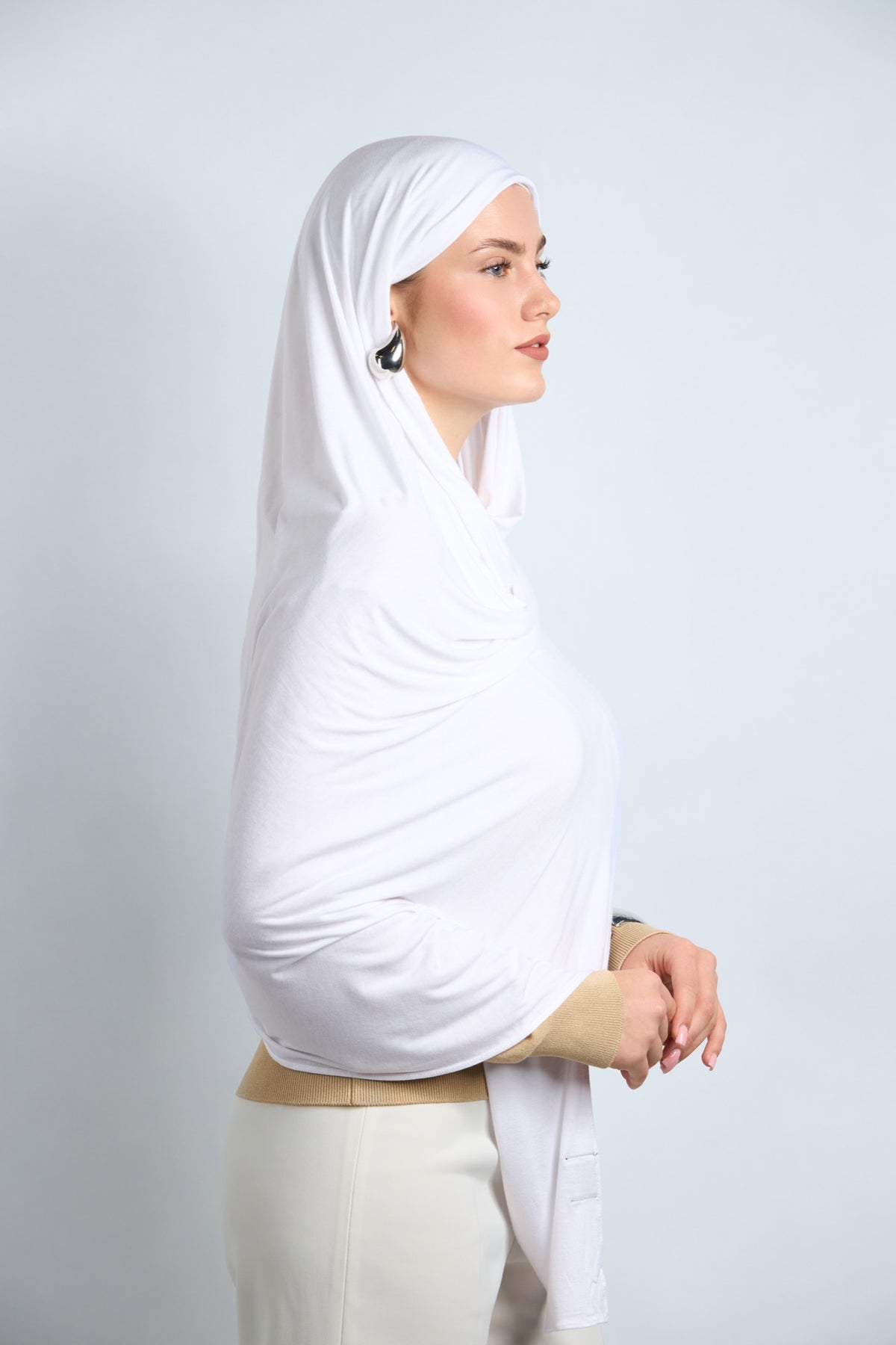 Premium Cotton Jersey Hijab Snow White 