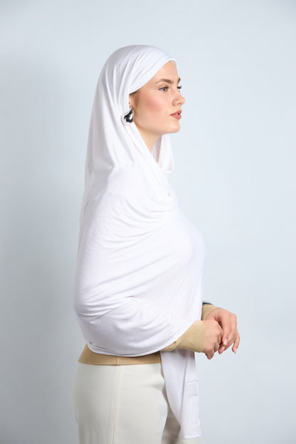 Premium Cotton Jersey Hijab Snow White 