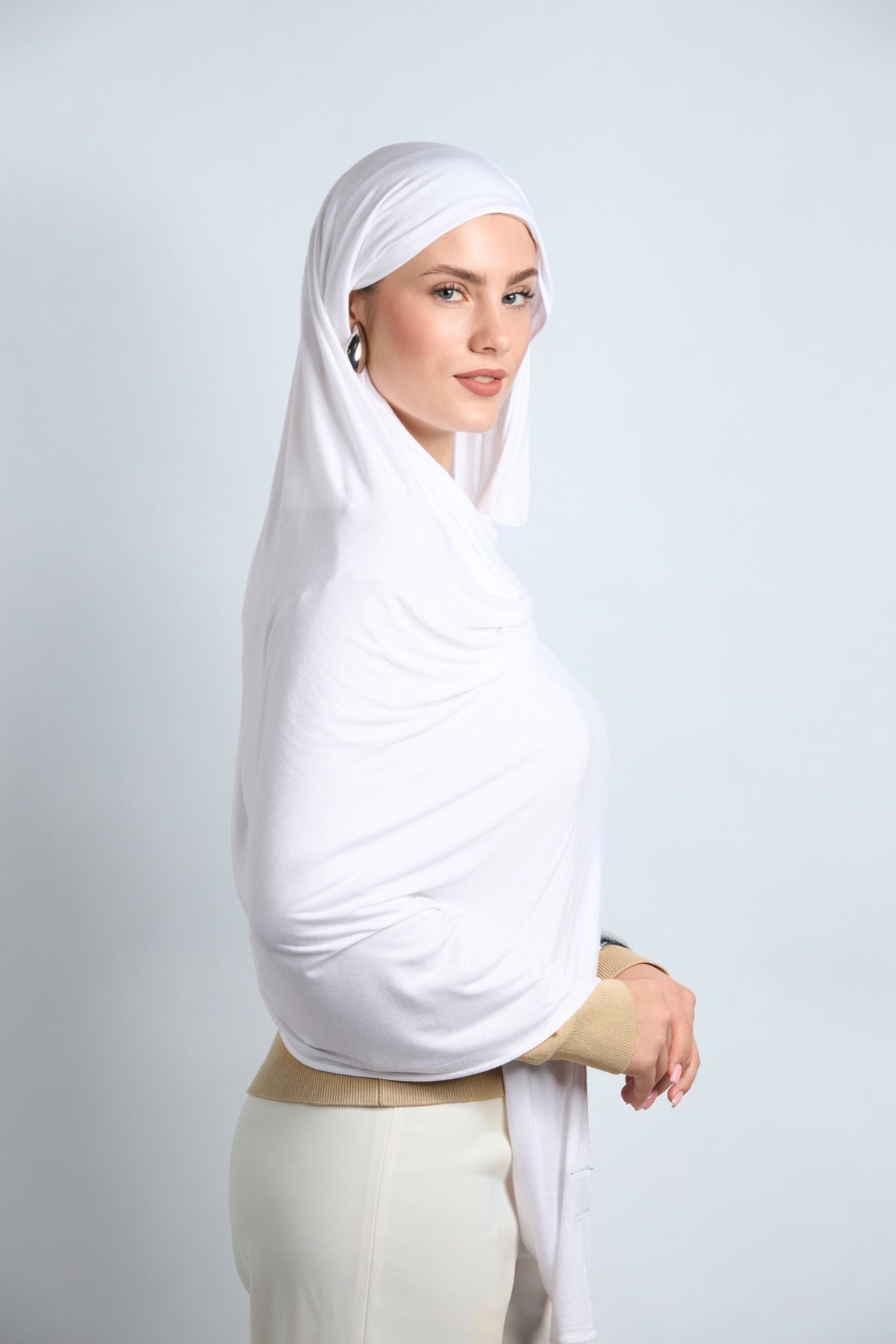 Premium Cotton Jersey Hijab Snow White 