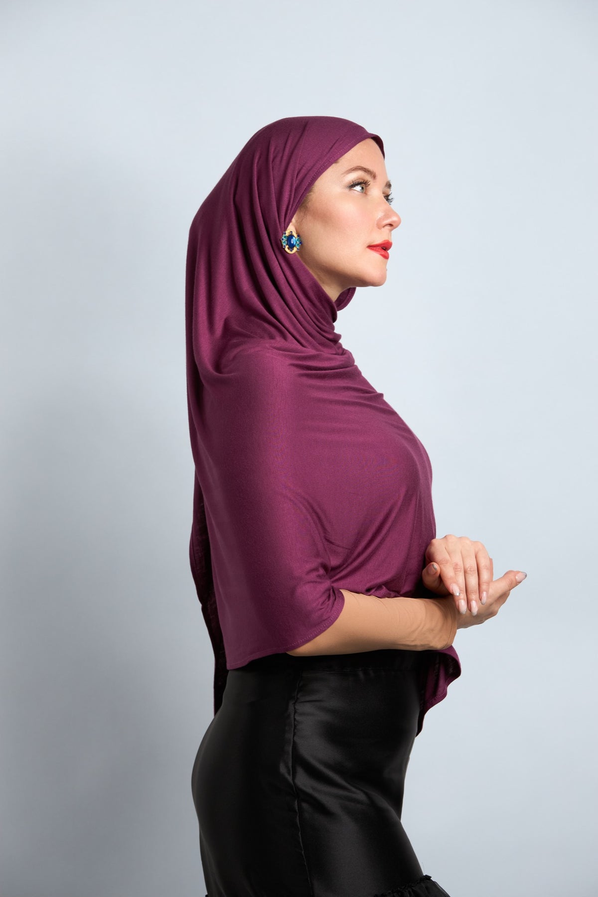 Premium Cotton Jersey Hijab Dark Reddish Purple 