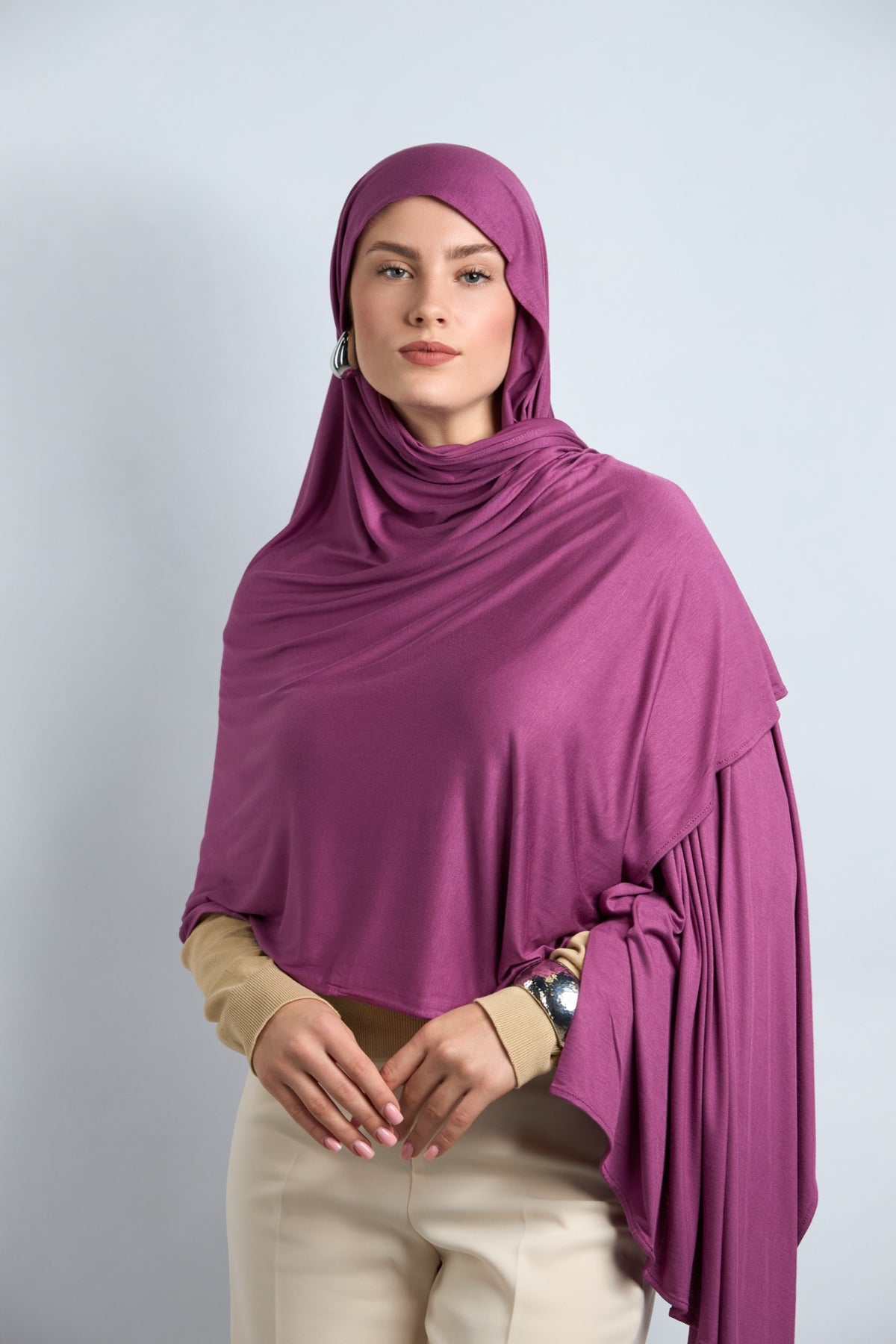 Premium Cotton Jersey Hijab Light Reddish Purple 
