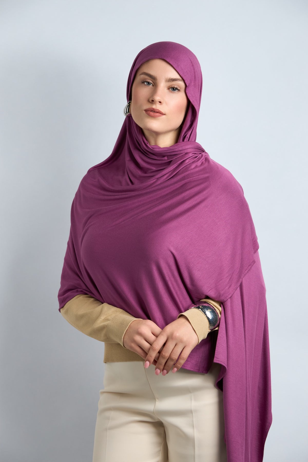 Premium Cotton Jersey Hijab Light Reddish Purple 