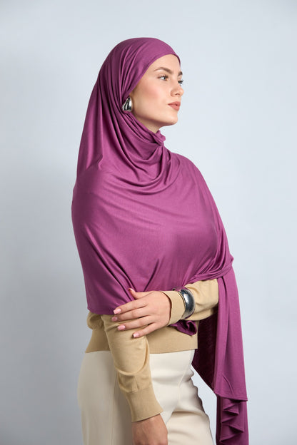 Premium Cotton Jersey Hijab Light Reddish Purple 