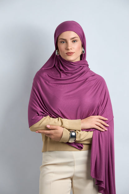 Premium Cotton Jersey Hijab Light Reddish Purple 