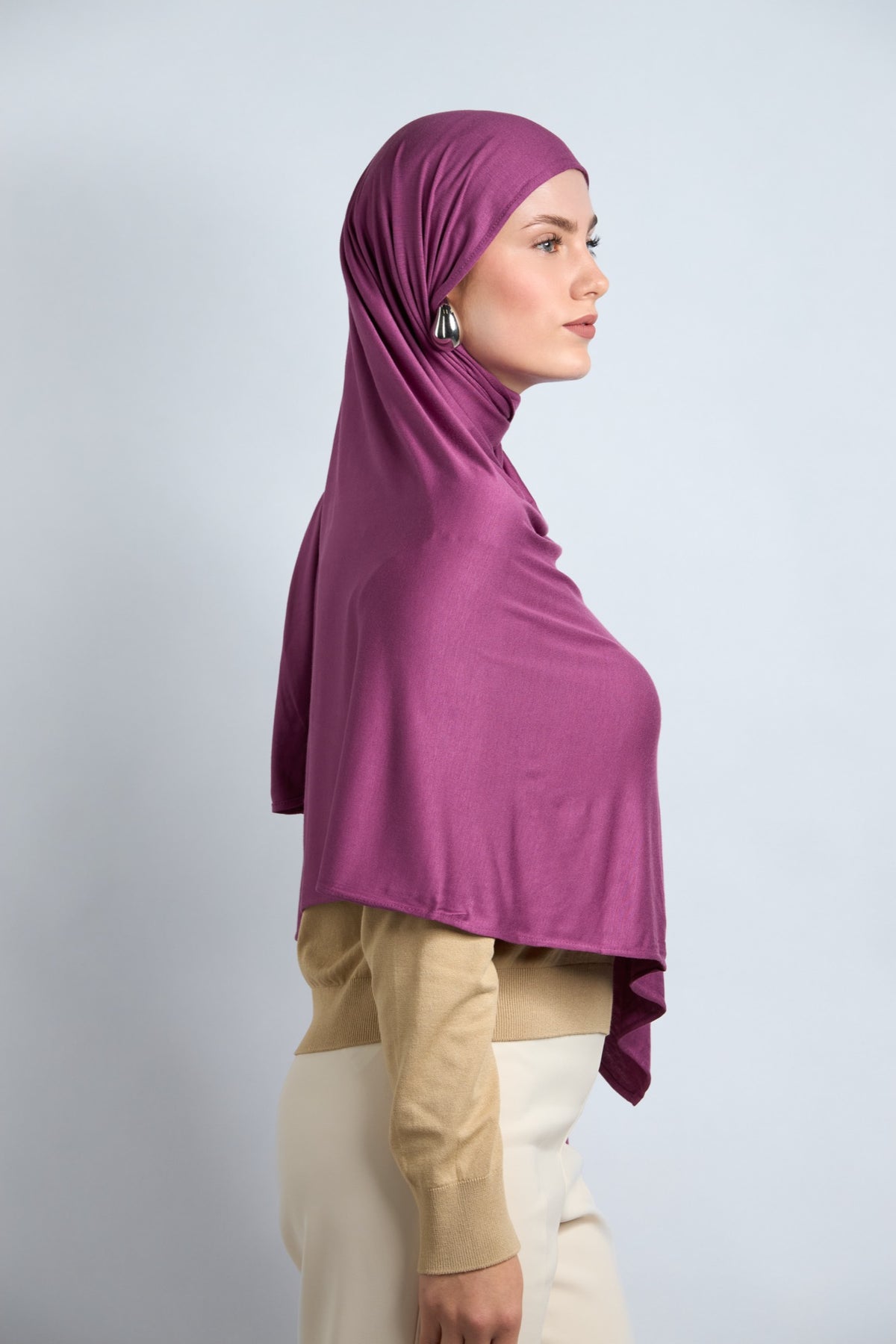Premium Cotton Jersey Hijab Light Reddish Purple 