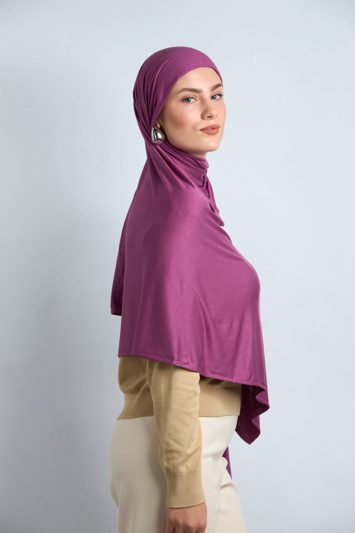 Premium Cotton Jersey Hijab Light Reddish Purple 