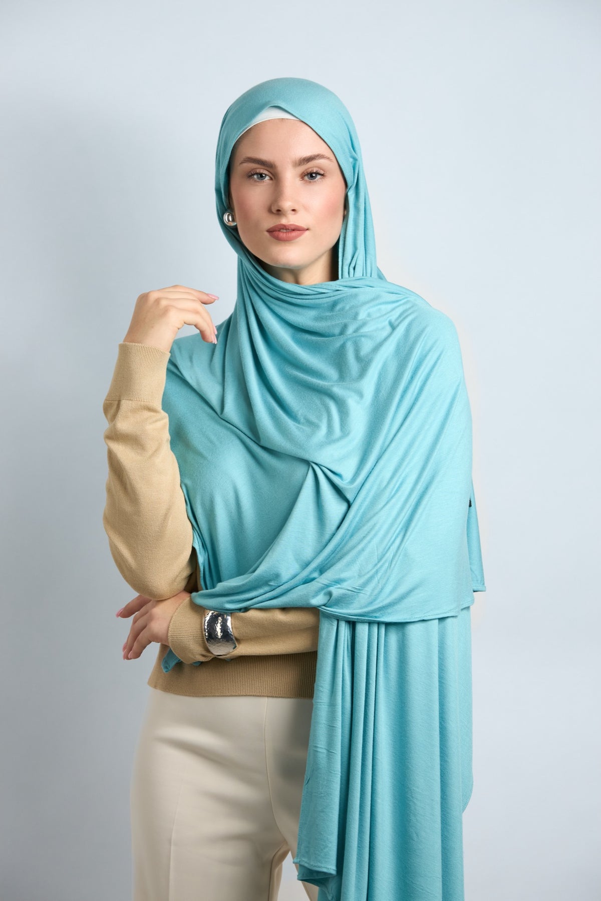 Premium Cotton Jersey Hijab Baby Blue 
