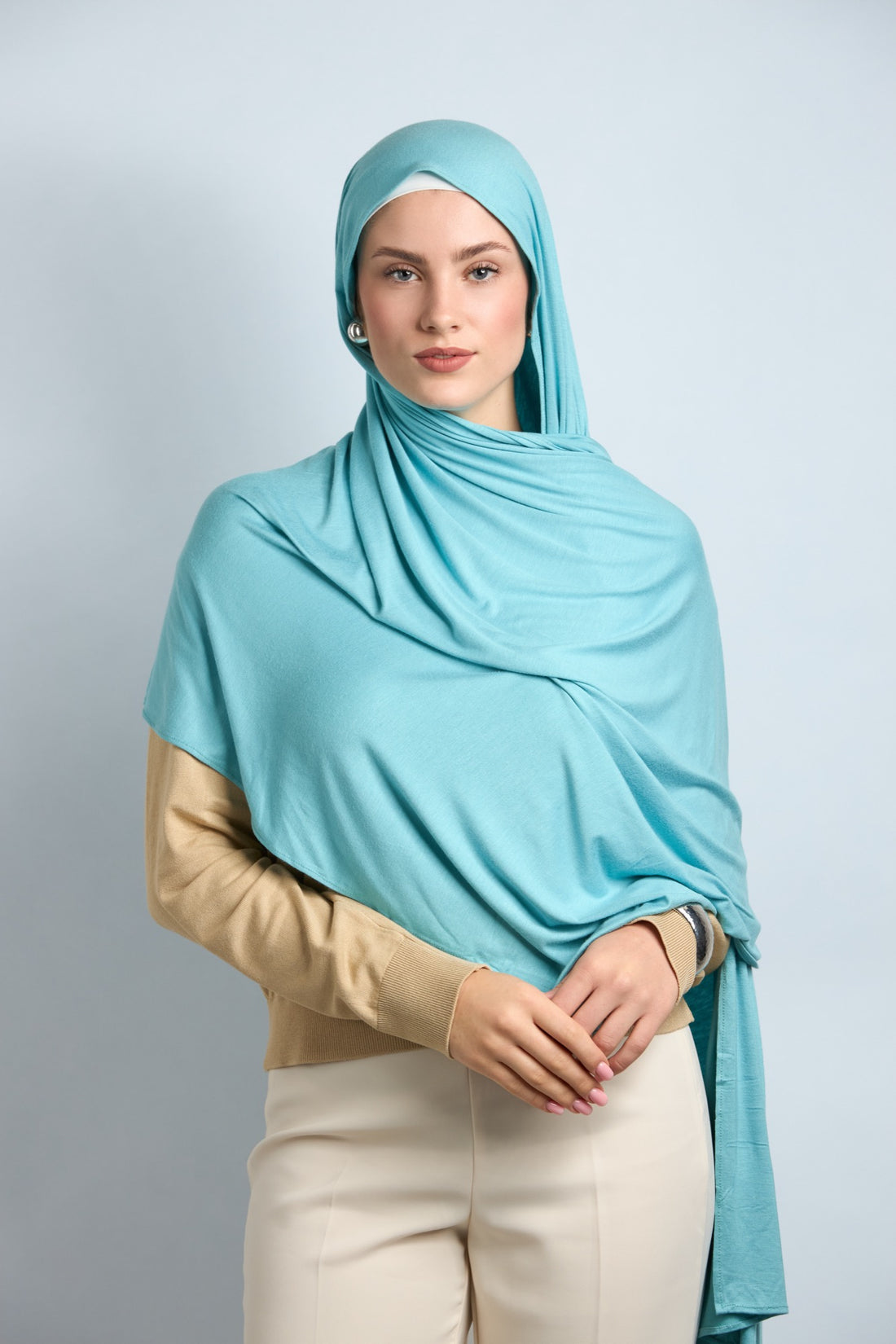 Premium Cotton Jersey Hijab Baby Blue 
