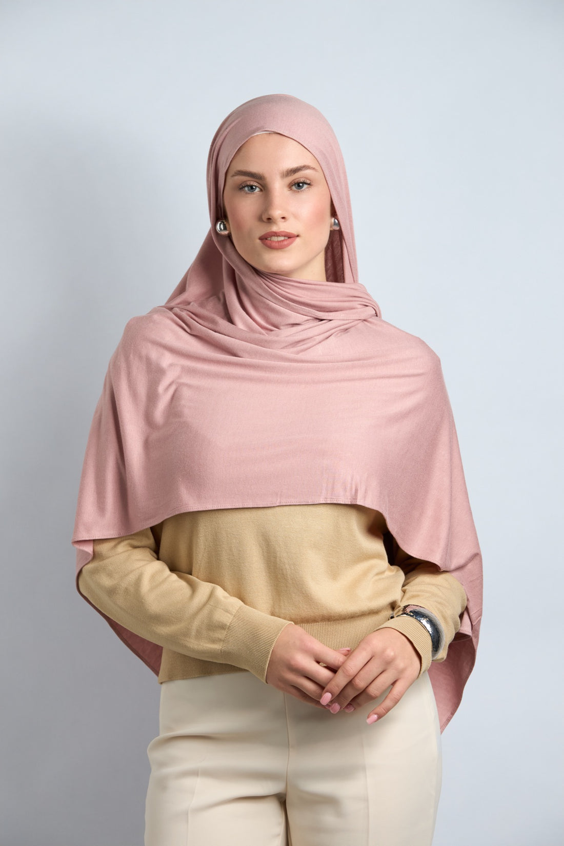 Premium Cotton Jersey Hijab Rose Kashmir 