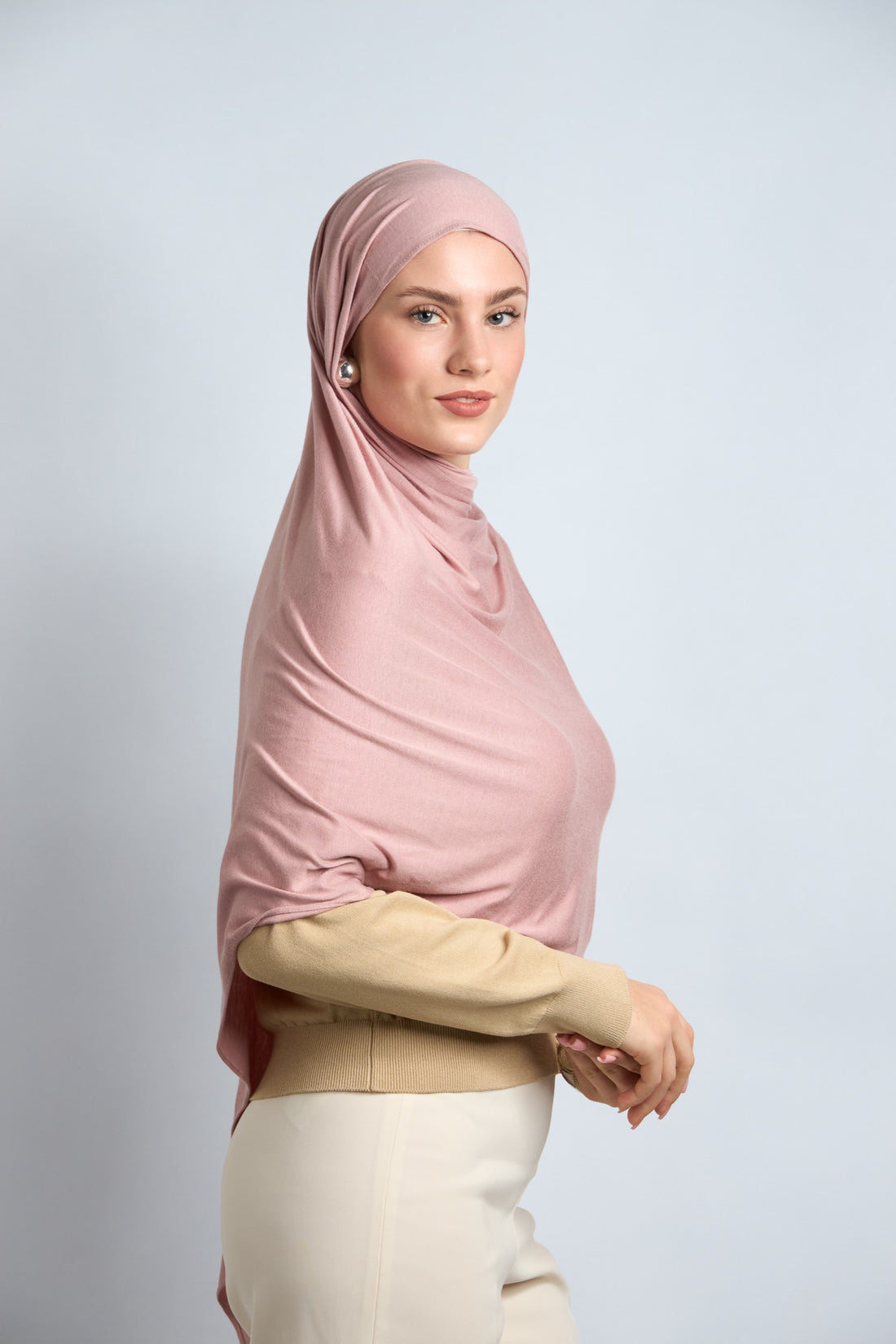Premium Cotton Jersey Hijab Rose Kashmir 