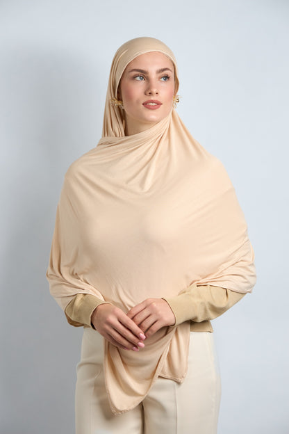 Premium Cotton Jersey Hijab Beige 