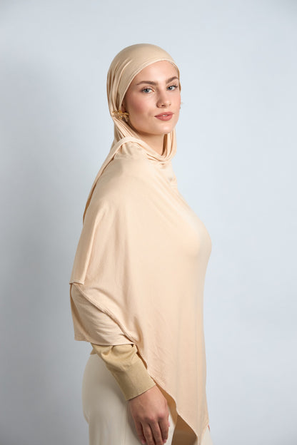 Premium Cotton Jersey Hijab Beige 