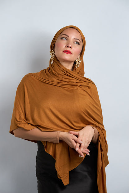 Premium Cotton Jersey Hijab Camel 