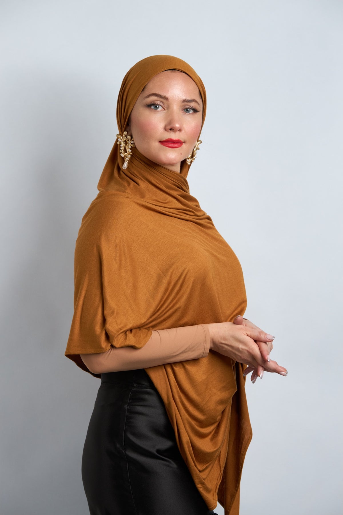 Premium Cotton Jersey Hijab Camel 