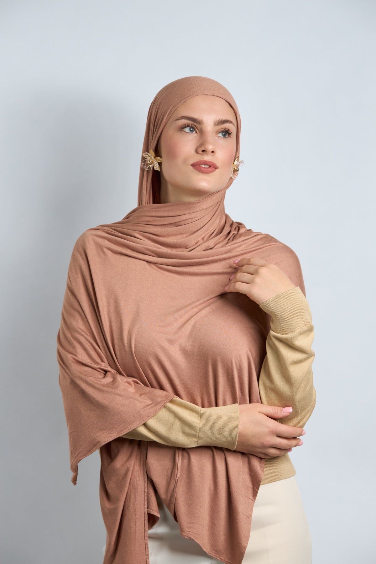 Premium Cotton Jersey Hijab Sandy Brown 